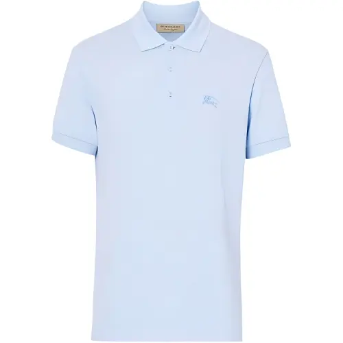 Burberry Polo Shirts Men's Light Blue Polo Collar Moderate Straight Fit