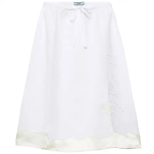 Prada embroidered linen skirt