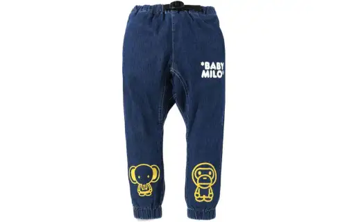 BAPE SS22 Children's Clothing Baby Milo Friends Cartoon Pattern Printed Casual Pants Boys Blue Children's Style