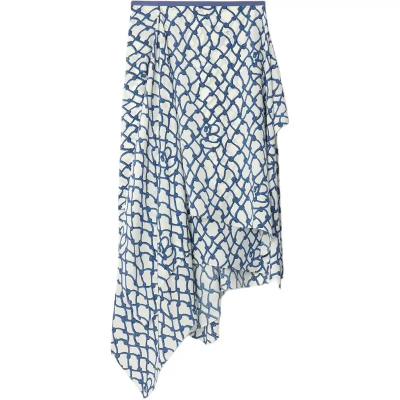 Burberry SS25 Casual Long Skirt Women's Blue White