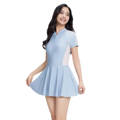 Anta One piece Swimsuit Women's Light Blue/Pink