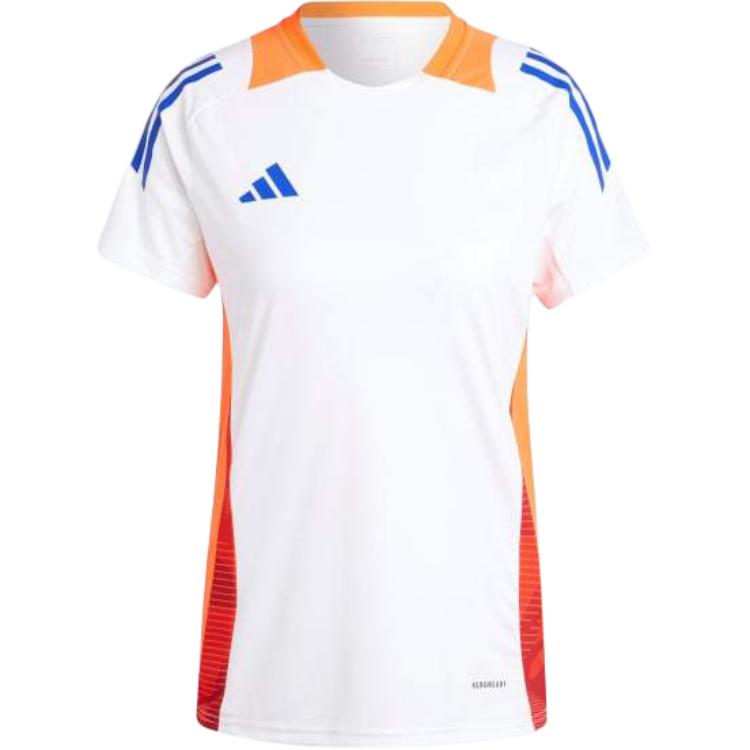 Adidas TIRO 24 COMPETITION TRAINING JERSEY Moisture-wicking, comfortable, dry and breathable short-sleeved football jersey for women, white/solar red