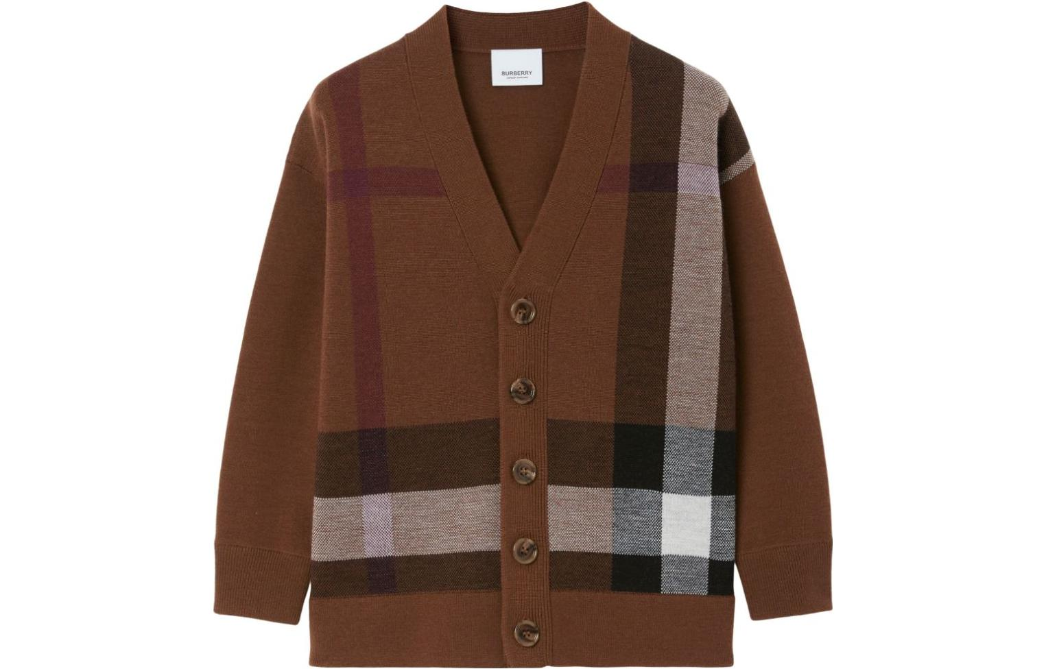 Мужской кардиган Burberry В-образный вырез (коричневый)
