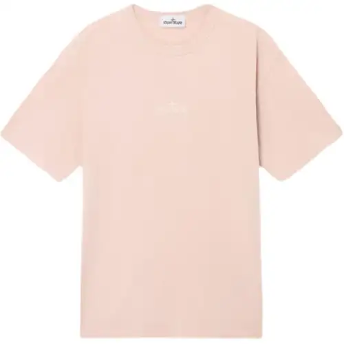 STONE ISLAND Logo Embroidered Crewneck T Shirt