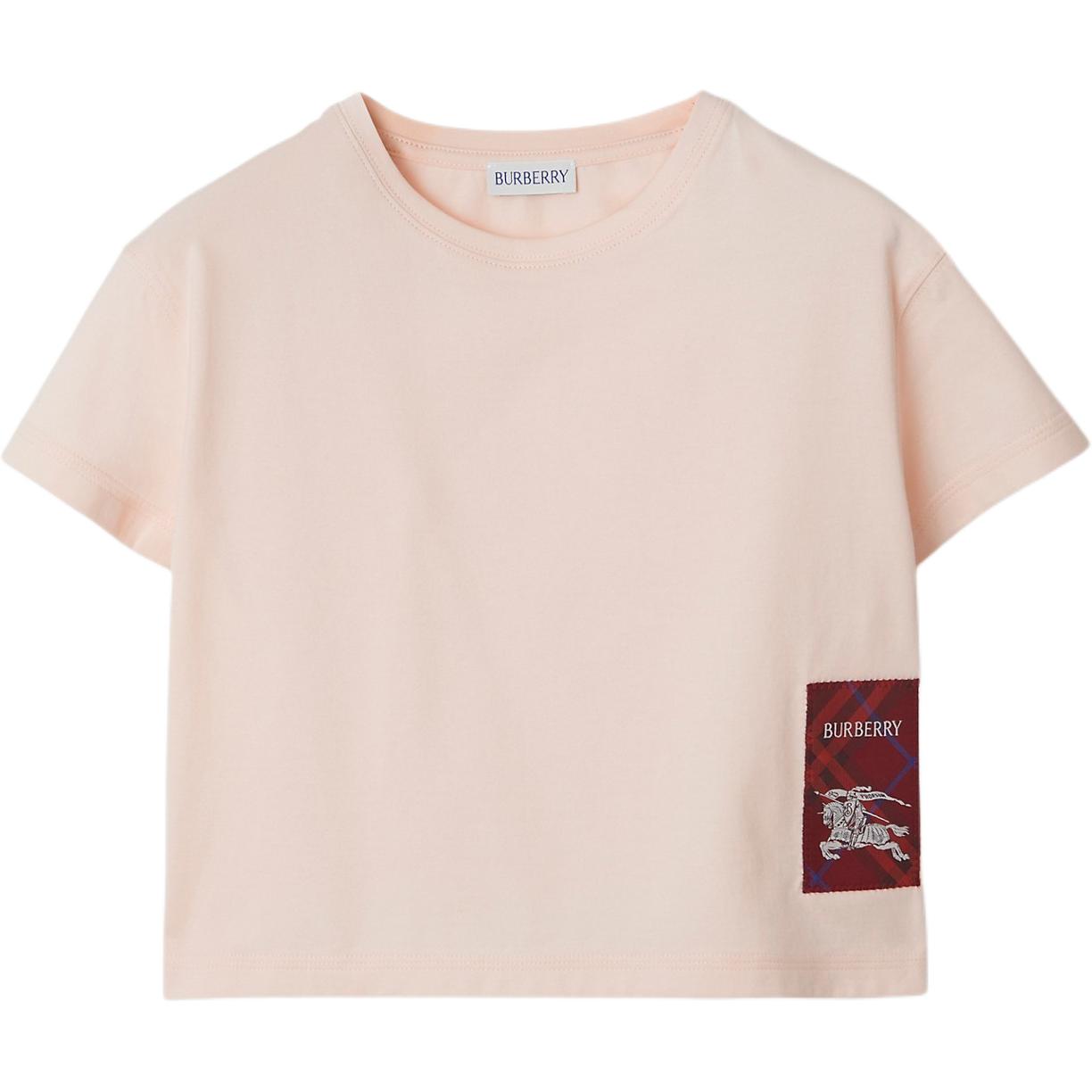 Женская футболка Burberry Check Label (розовая)