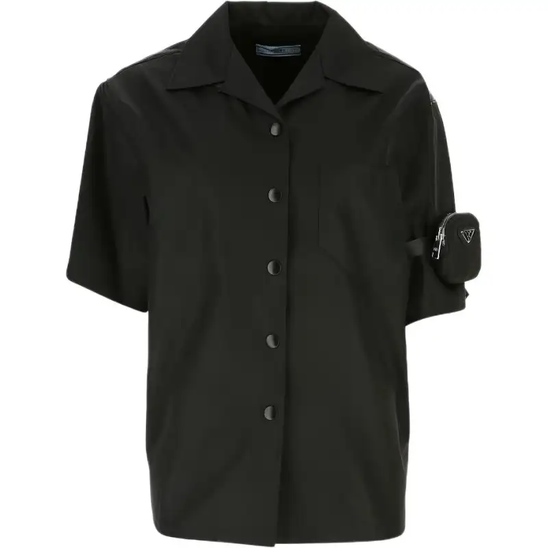 PRADA Shirts Women's Black Lapel Moderate Shirt
