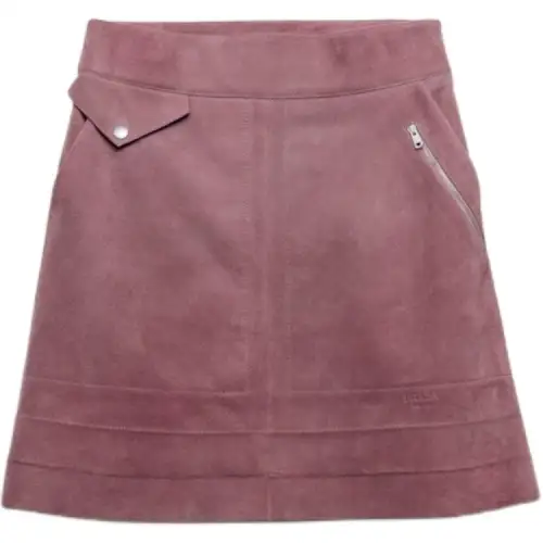 PRADA Leather Short Skirts Women's Pink