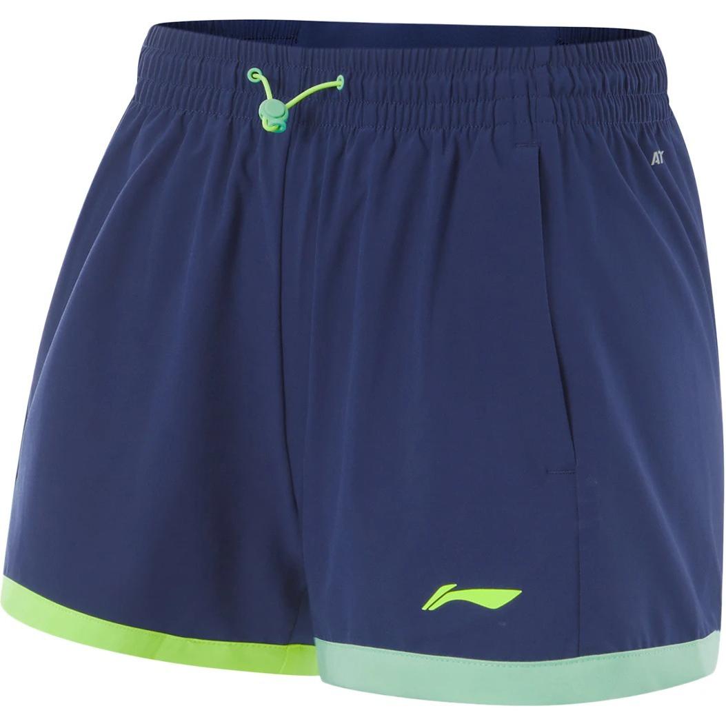 Li Ning Running Collection Sports Shorts Women’s Dark Ship Blue Neon Yellow Green Cooling Green