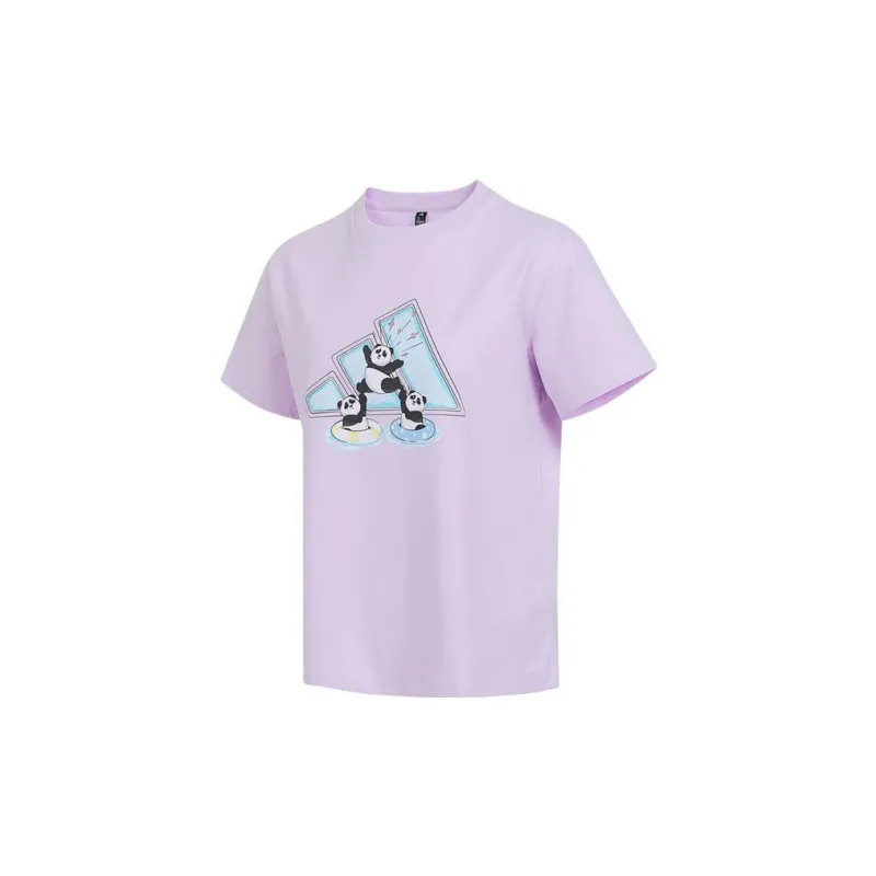 Adidas T-Shirts Women's Purple Crew Neck Moderate