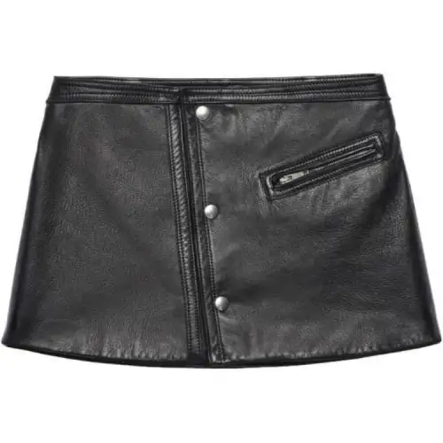 PRADA Leather Short Skirts Women's Black