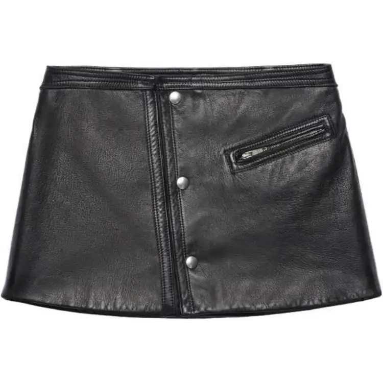 PRADA Leather Short Skirts Women's Black