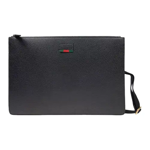 GUCCI Leather Shoulder Bag Men's Black
