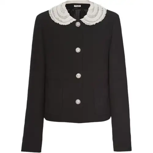 MIU MIU Jackets Women's Black Crew Neck Moderate Other