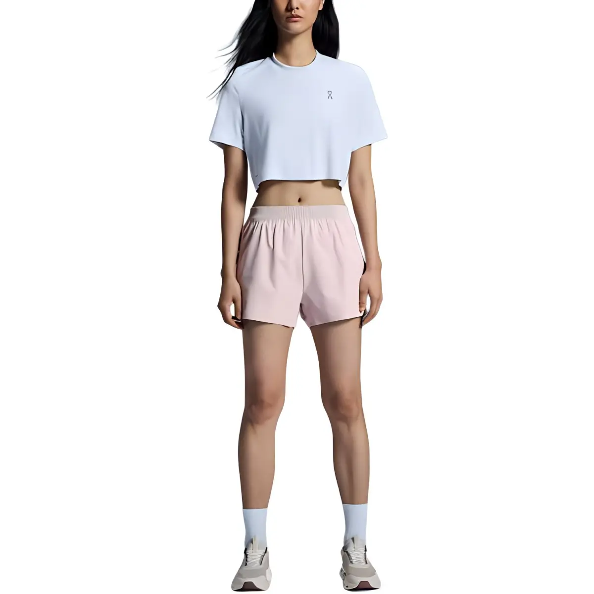 On logo-print shorts