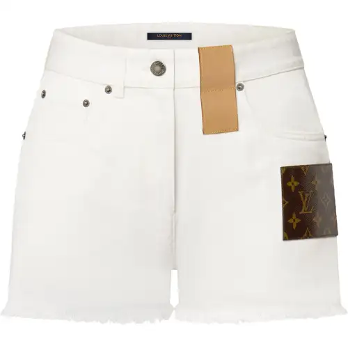 LOUIS VUITTON Monogram Accent Denim Mini Shorts