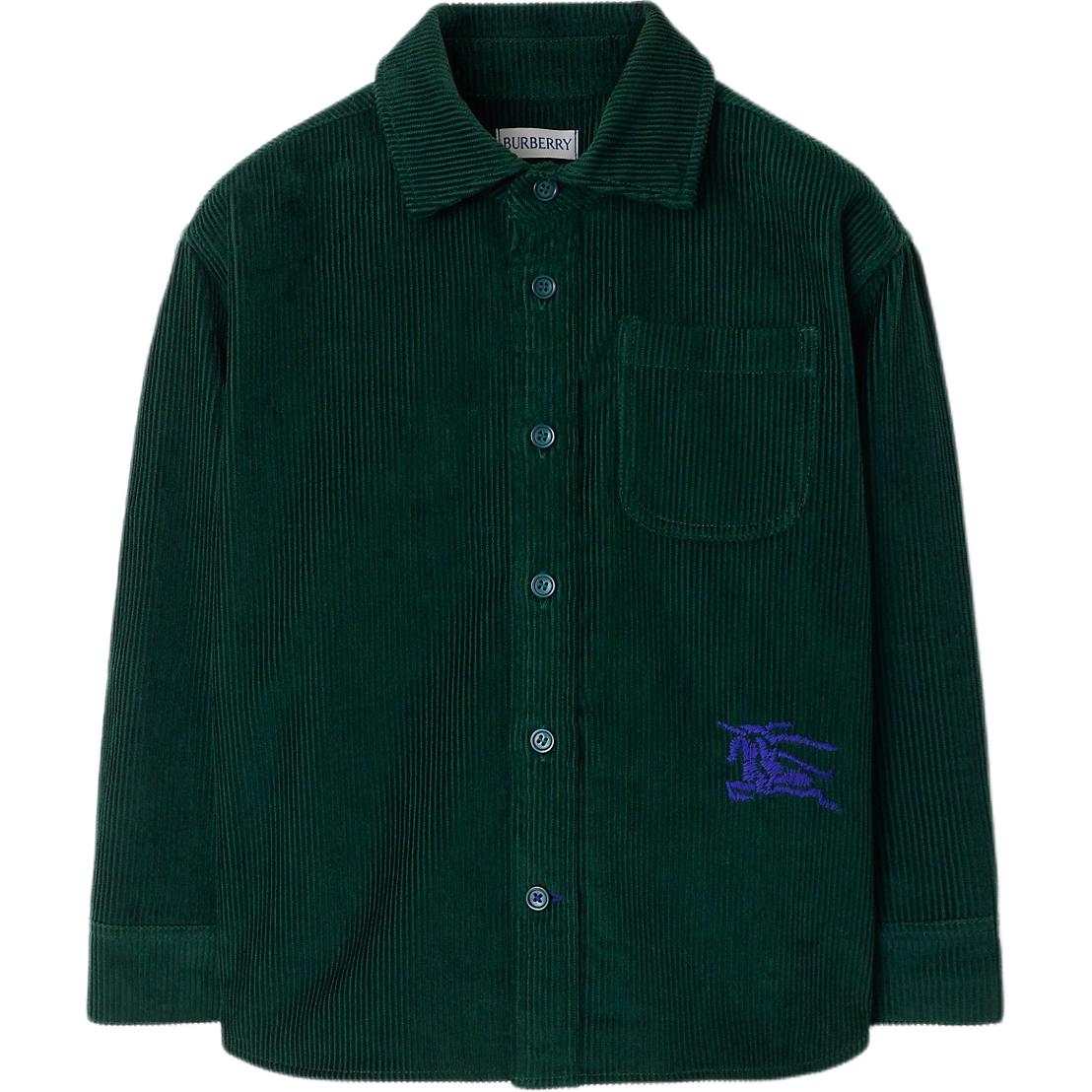 Детская рубашка Burberry с вышивкой (темно-зеленая)