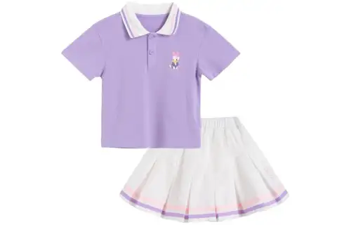 Disney, children's set, cartoon T-shirt, polo collar, with short sleeve