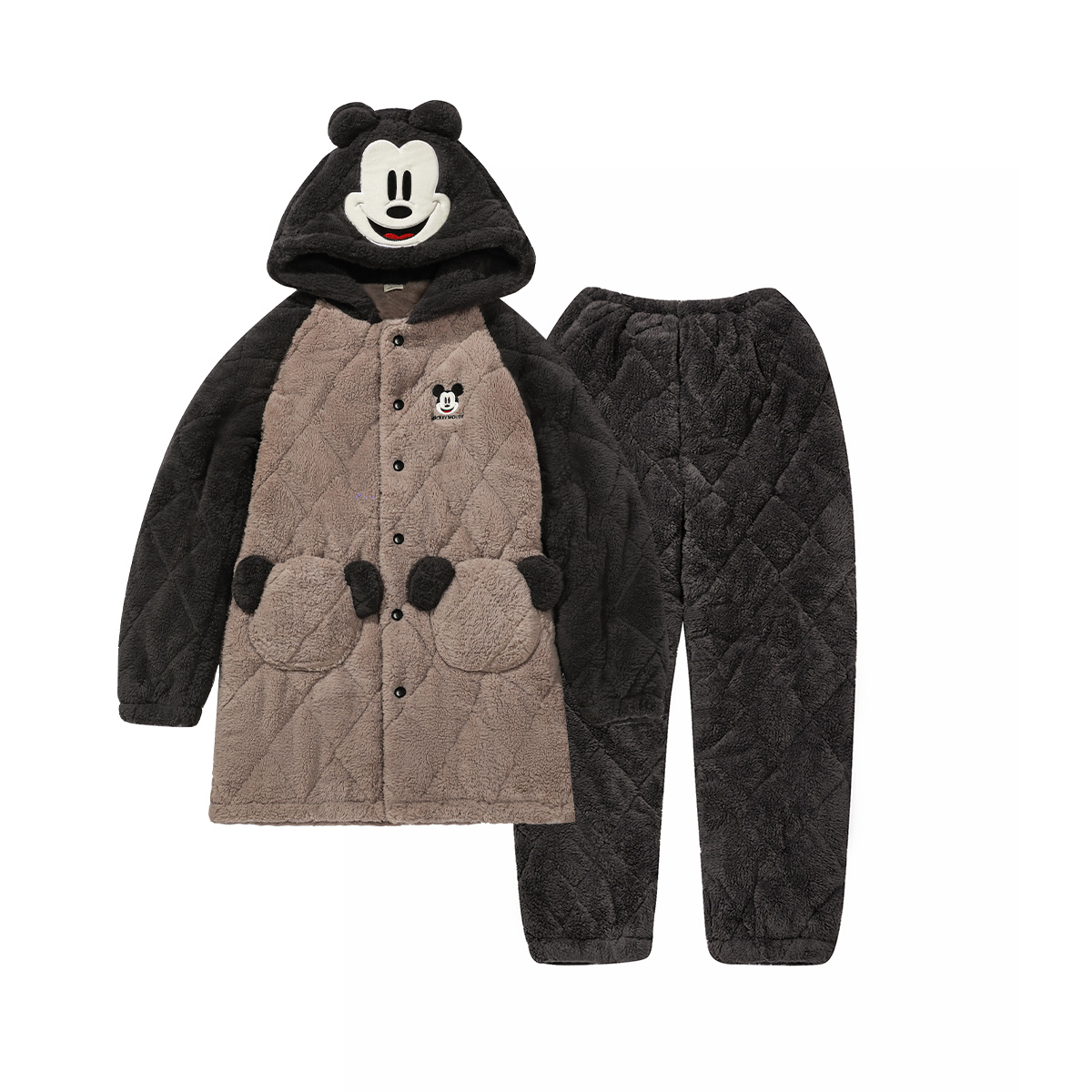 Disney Disney, quilted demi-season warm long hoody, children's pijama, increased thickness, family style