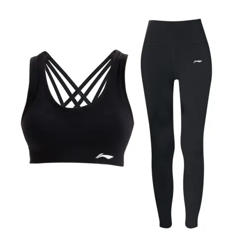 Li Ning Fitness Set Women's Black Tank Top Yoga Pants