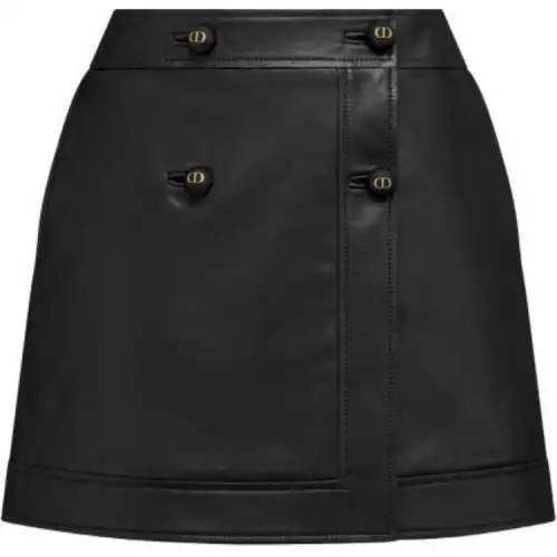 DIOR Leather Short Skirts Women's Black