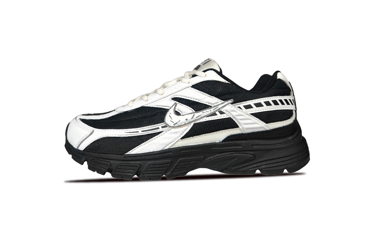 Nike Initiator Slip Resistant Low top Running Shoes Unisex Black White