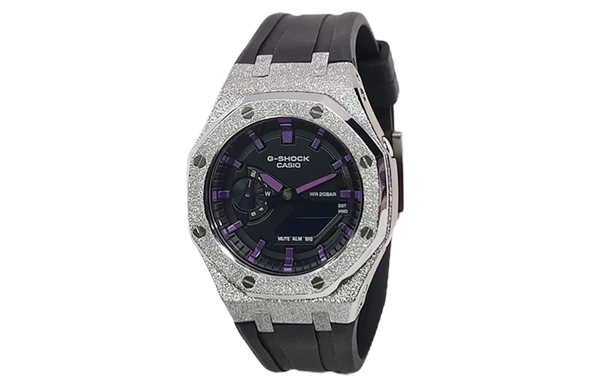 CASIO Custom Collection Quartz Movement Fluoroelastomer Strap Watch Men's Watches Black Dial