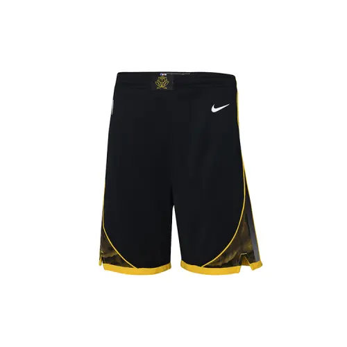 Nike X NBA Golden State Warriors Curry City Edition Golden Lotus Hibiscus King Sports Basketball Shorts Youth Black Gold