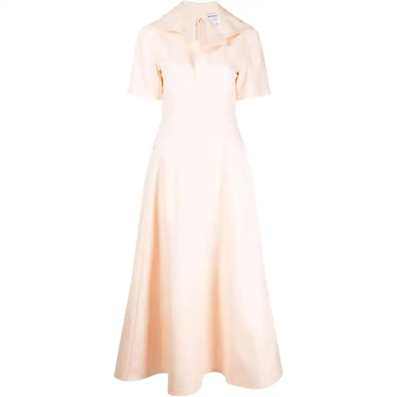 Bottega Veneta Short Sleeved Dresses Women's Pink Lapel Moderate Long