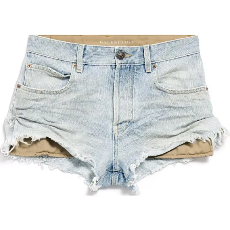Balenciaga Denim Vintage Effect Shorts