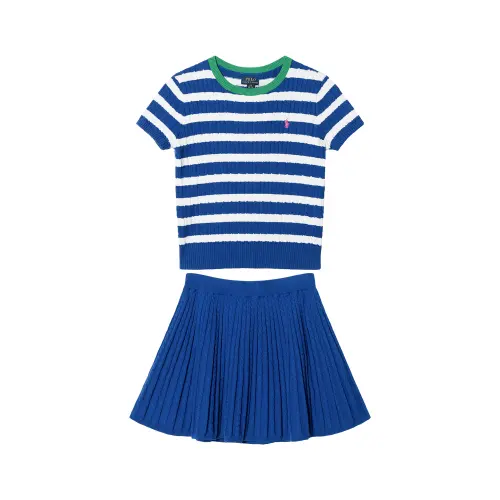 Ralph lauren, set, pony, sweater with a round collar, skirt, for teenagers, with embroidery, with your logo imprint, print, with short sleeve, 2 pieces