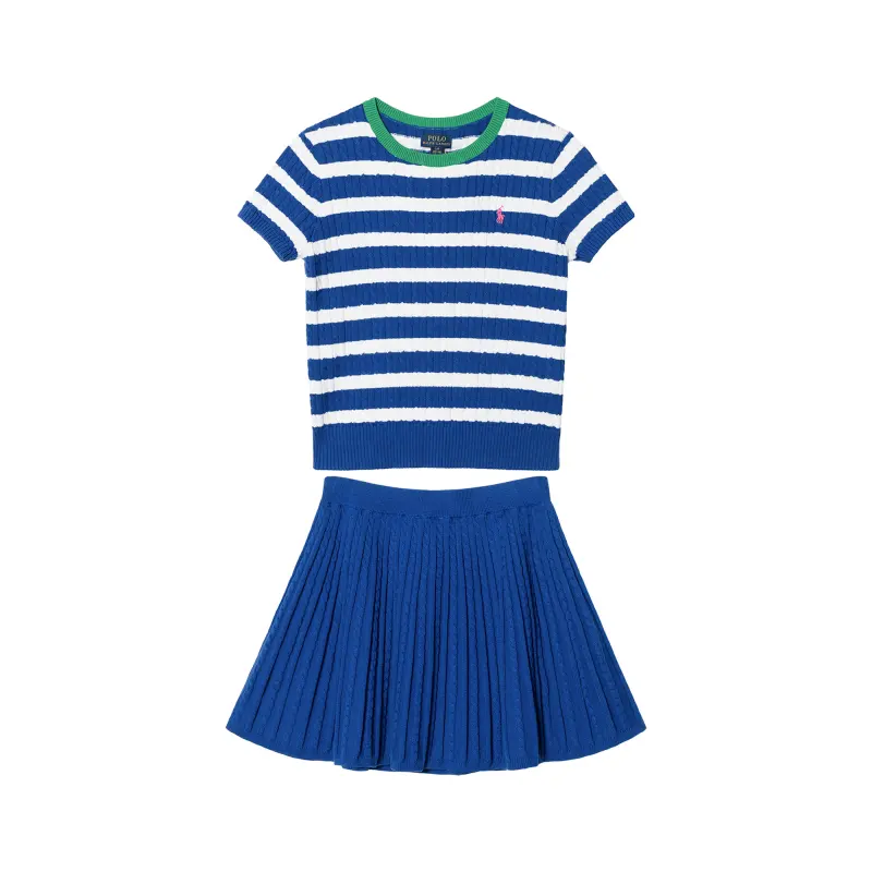 Ralph lauren, set, pony, sweater with a round collar, skirt, for teenagers, with embroidery, with your logo imprint, print, with short sleeve, 2 pieces
