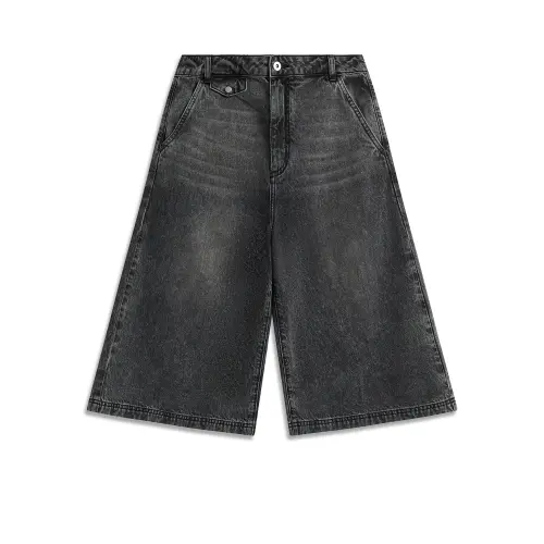 Li Ning Sports Life Collection Denim Shorts Women's Black Denim