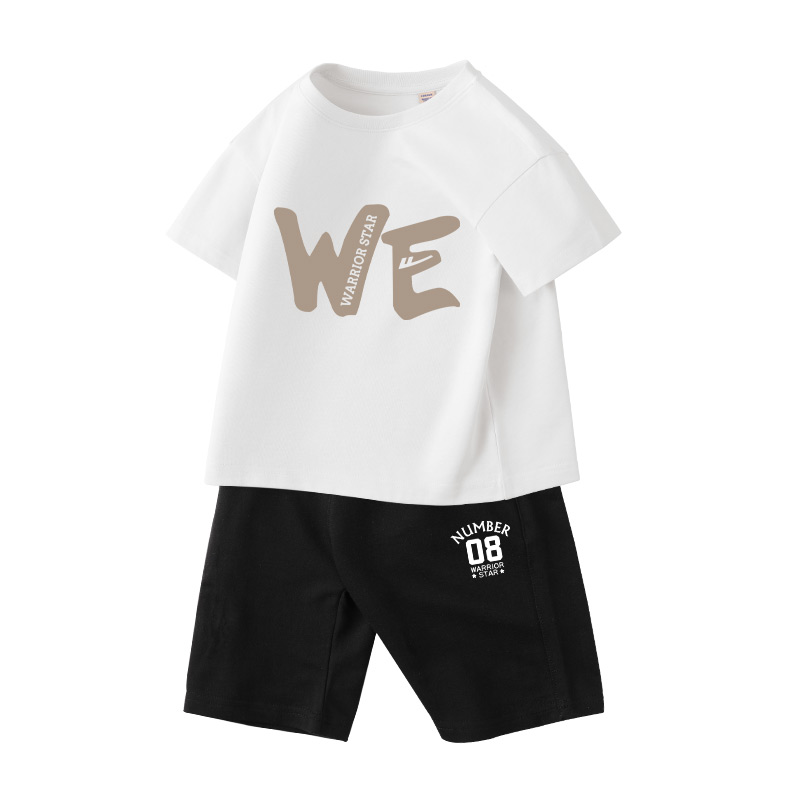 Warrior, comfortable summer thin sports suit for boys, cotton children's set, for teenagers