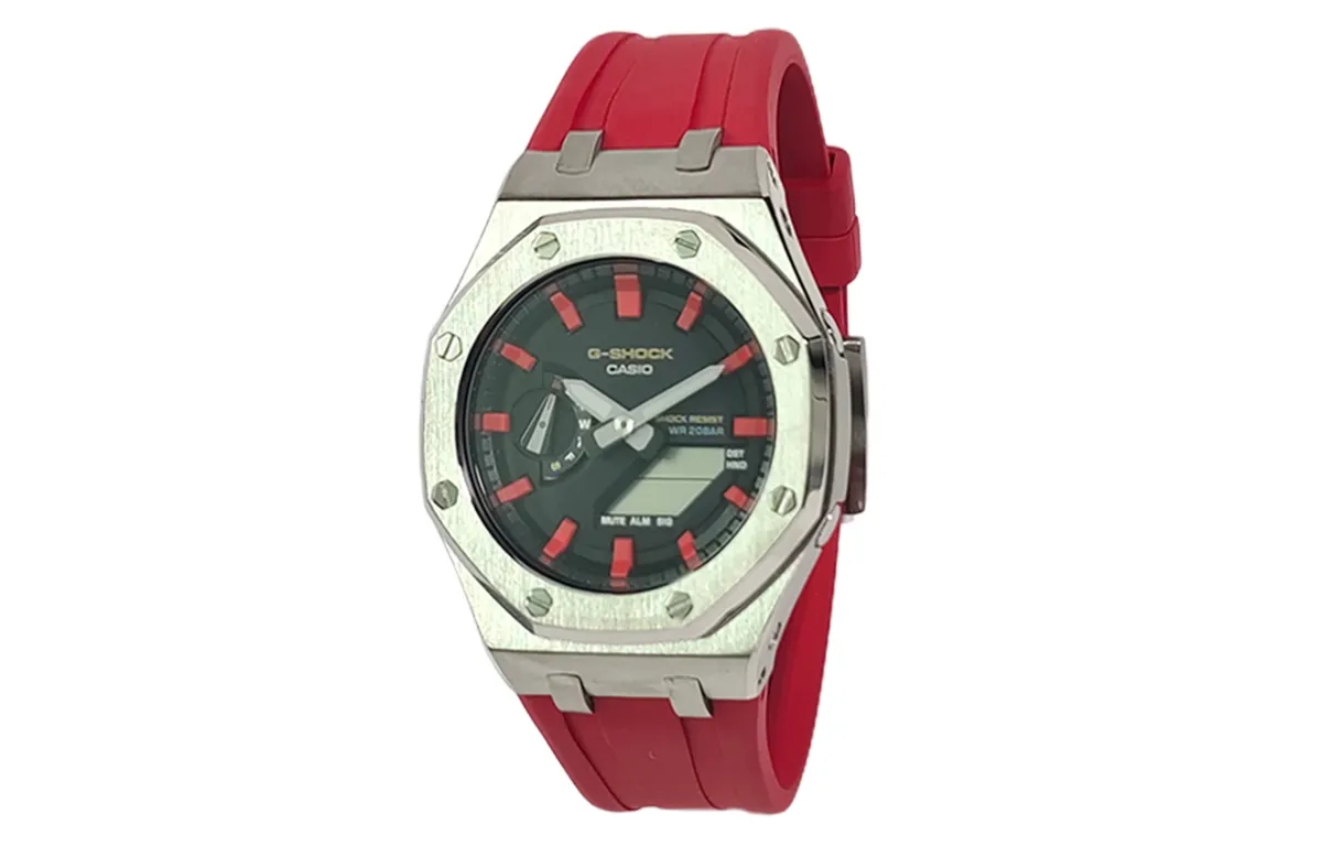 CASIO Custom Collection Quartz Movement Fluoroelastomer Strap Watch Men's Watches Black Dial
