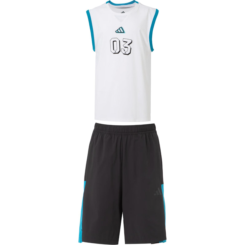 Adidas Casual Sportswear Clothing Sets White Top+Black Bottom Kids’