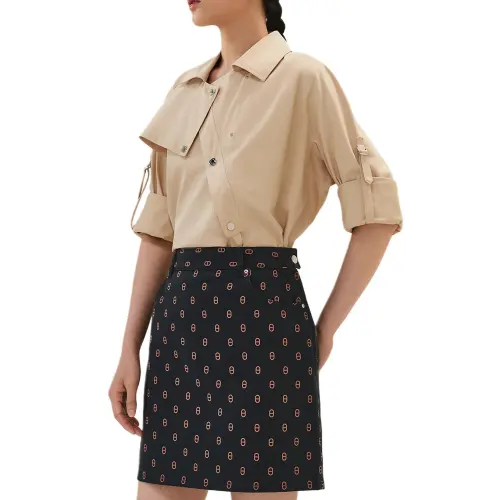 HERMES Denim Short Skirts Women's Dark Blue