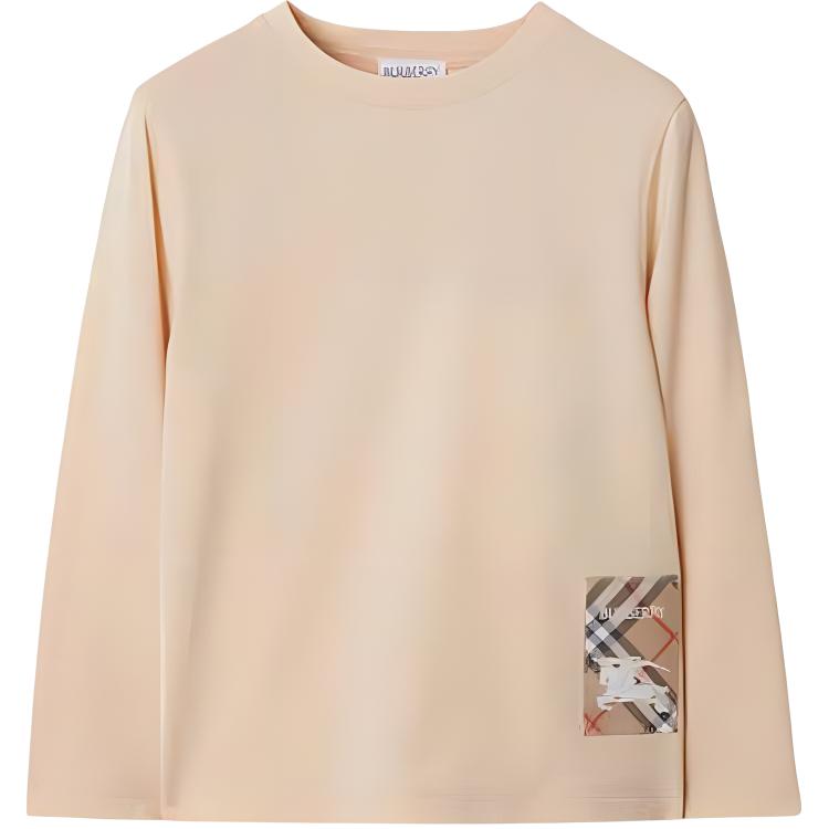 Мужская футболка Burberry Plaid Label Long Sleeve (белая)