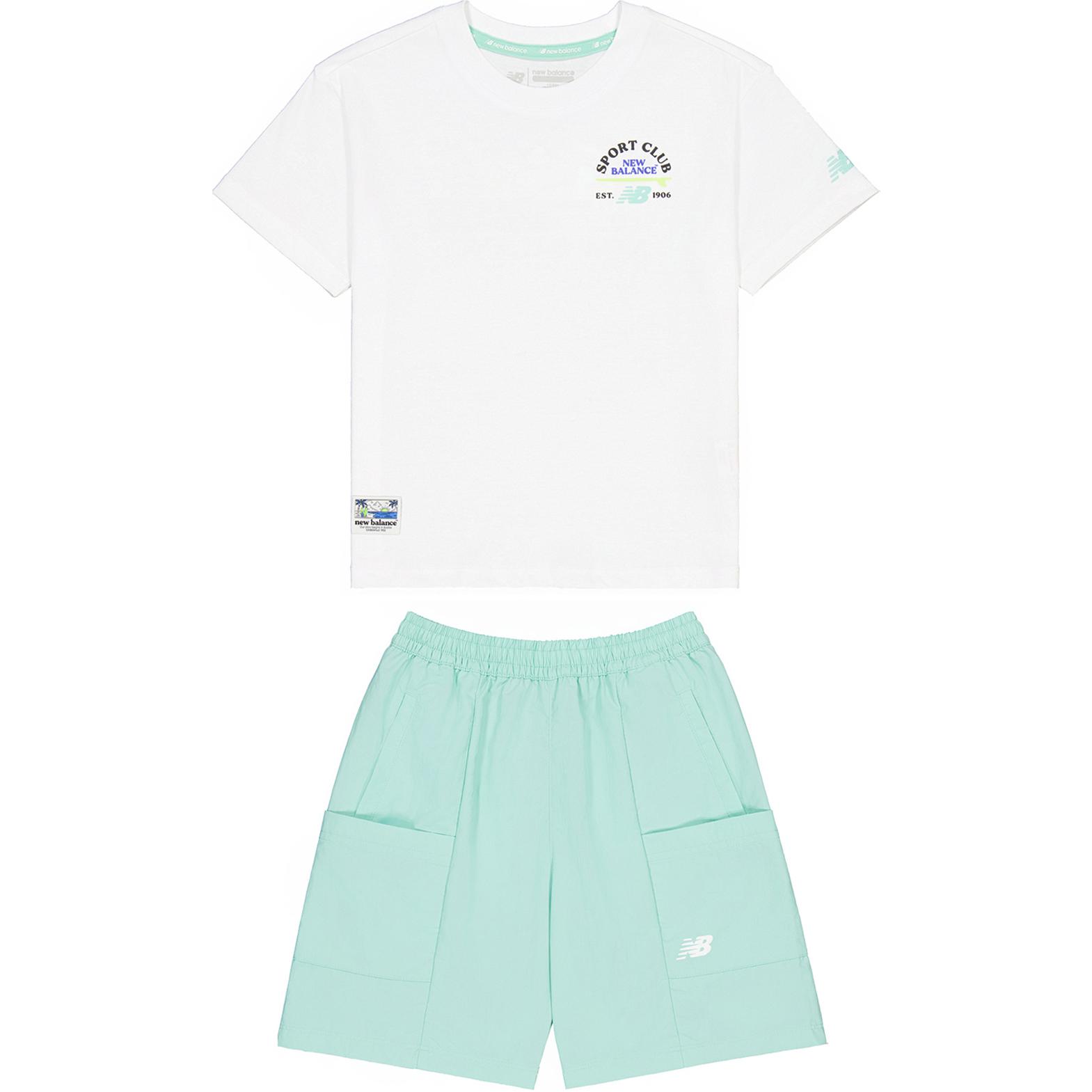 Детский костюм New Balance (бело-зеленый)