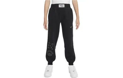 Nike Basketball knitted black children's trousers for boys, children's clothing, print, loose fit