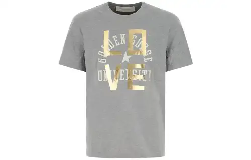 Golden Goose T Shirts Men's Gray Crew Neck Moderate Straight Fit