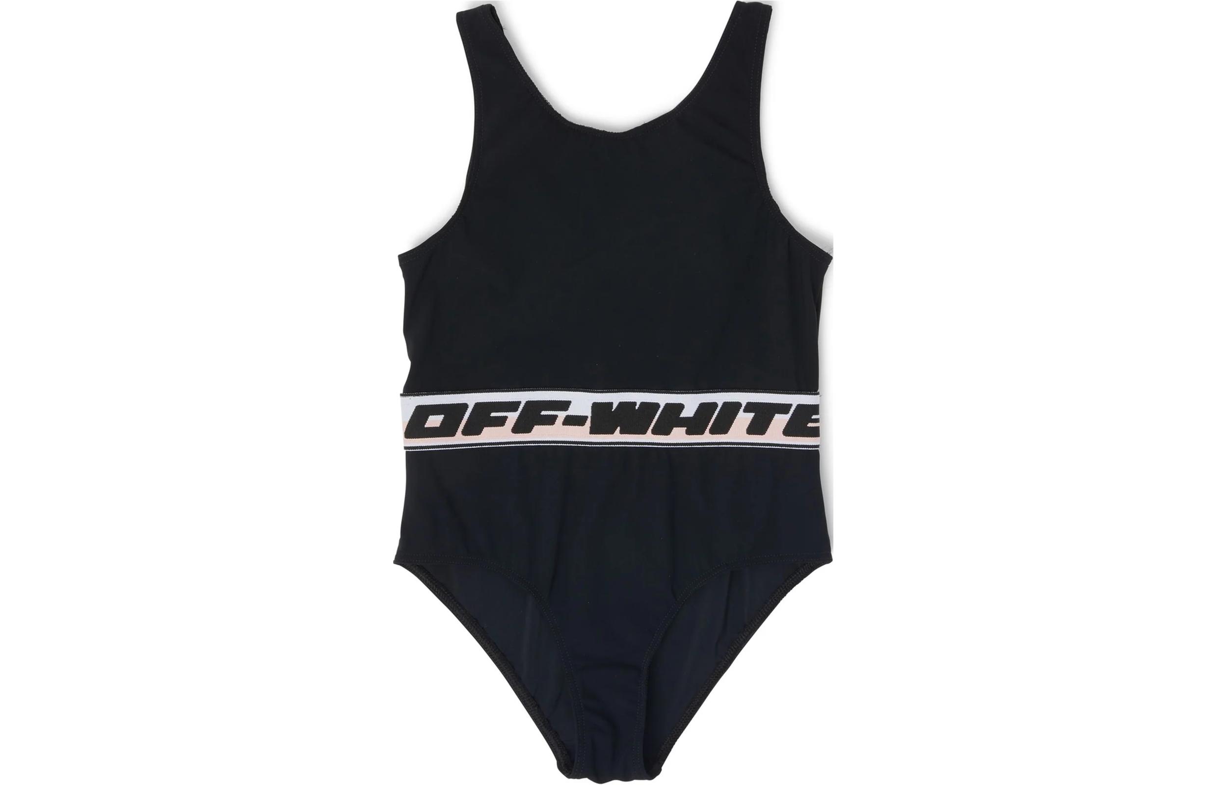 OFF-WHITE Swimwear, children's black overall, children's clothing, logo embroidery service