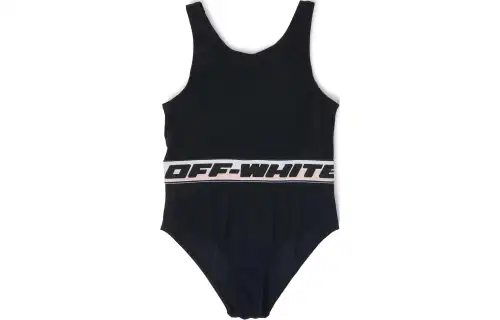 OFF-WHITE Swimwear, children's black overall, children's clothing, logo embroidery service