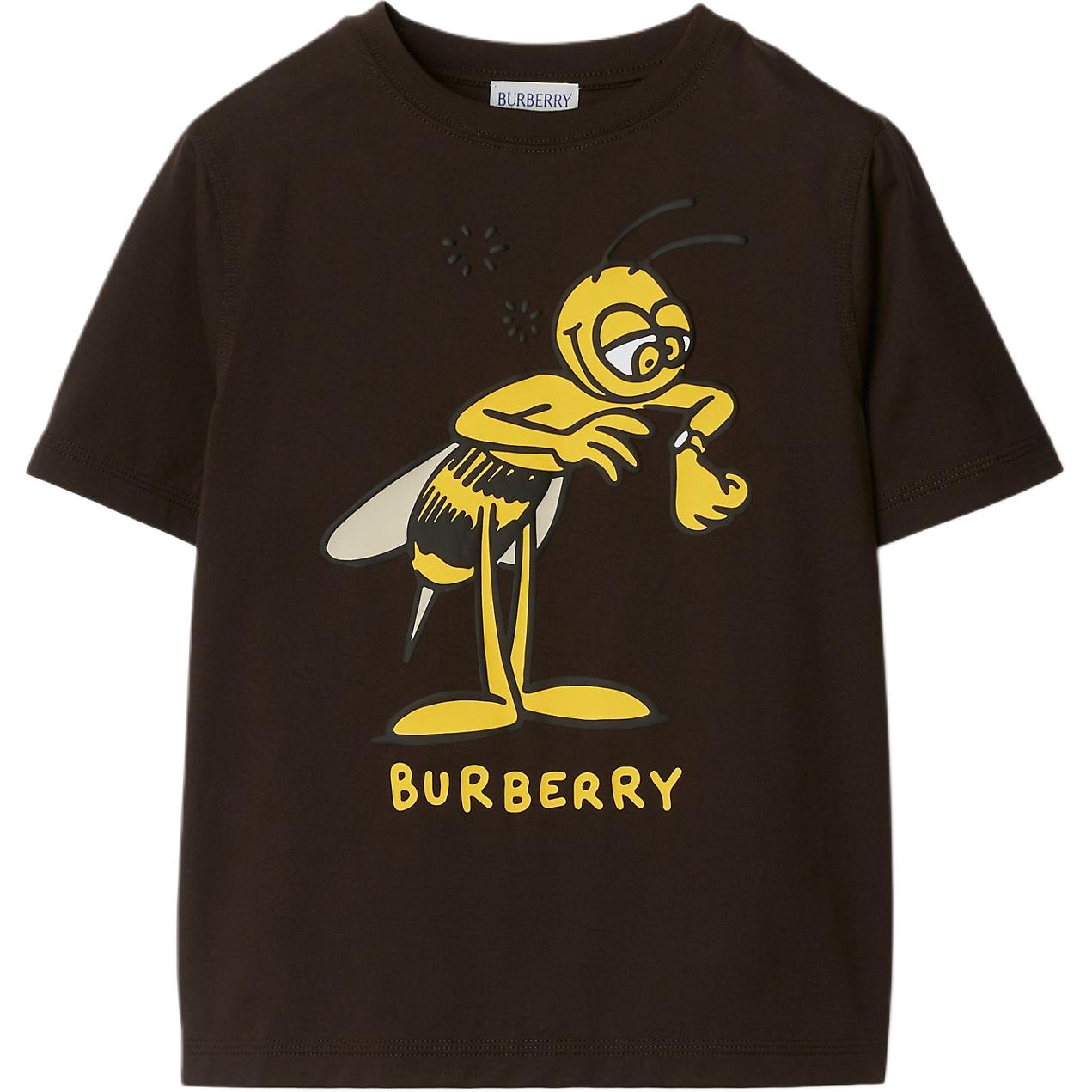 Детская футболка Burberry с принтом пчелы (темно-коричневая)
