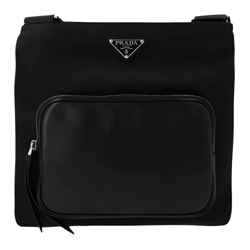PRADA Zip Closure Nylon Shoulder Bag, Crossbody Bag Men's Black