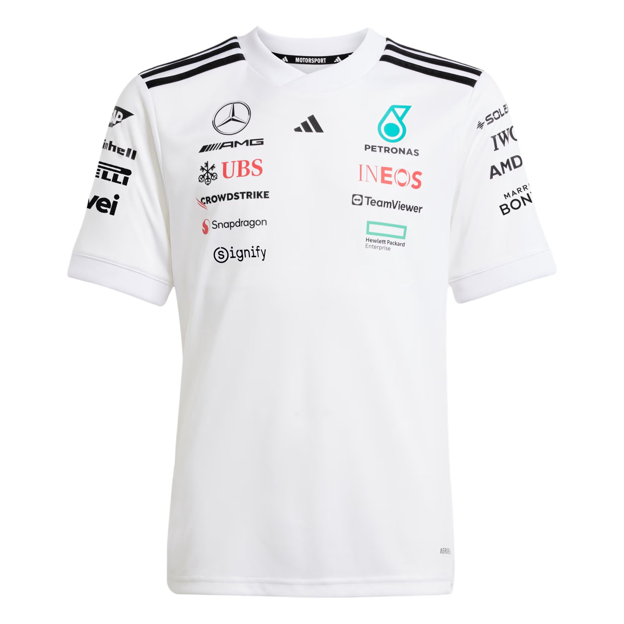 Футболка adidas × MERCEDES-AMG PETRONAS F1 (черно-белая)