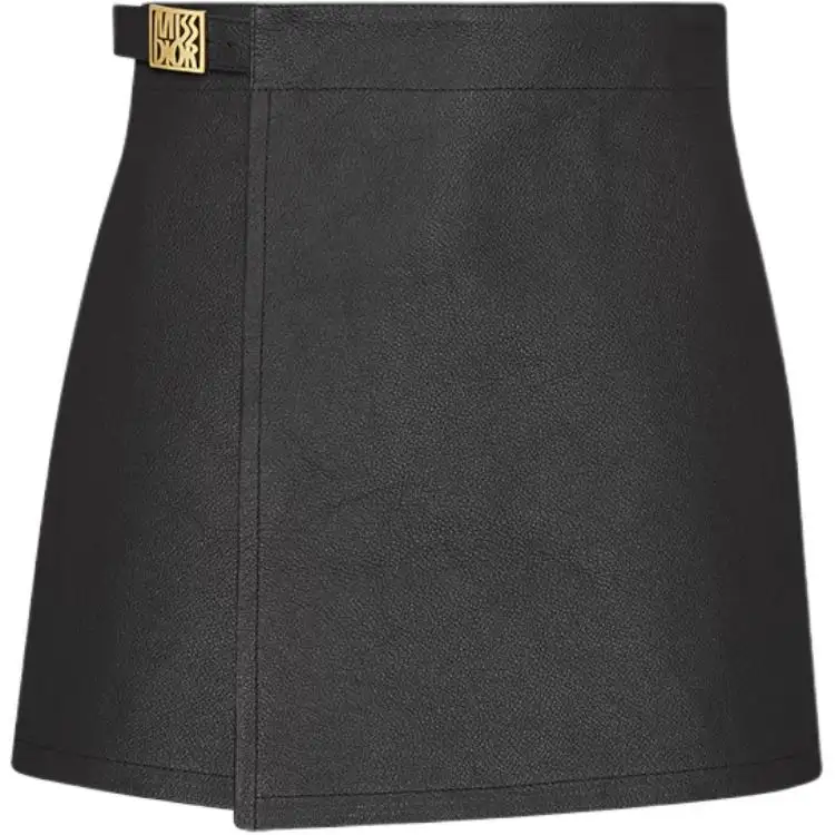 DIOR Leather Short Skirts Women's Black