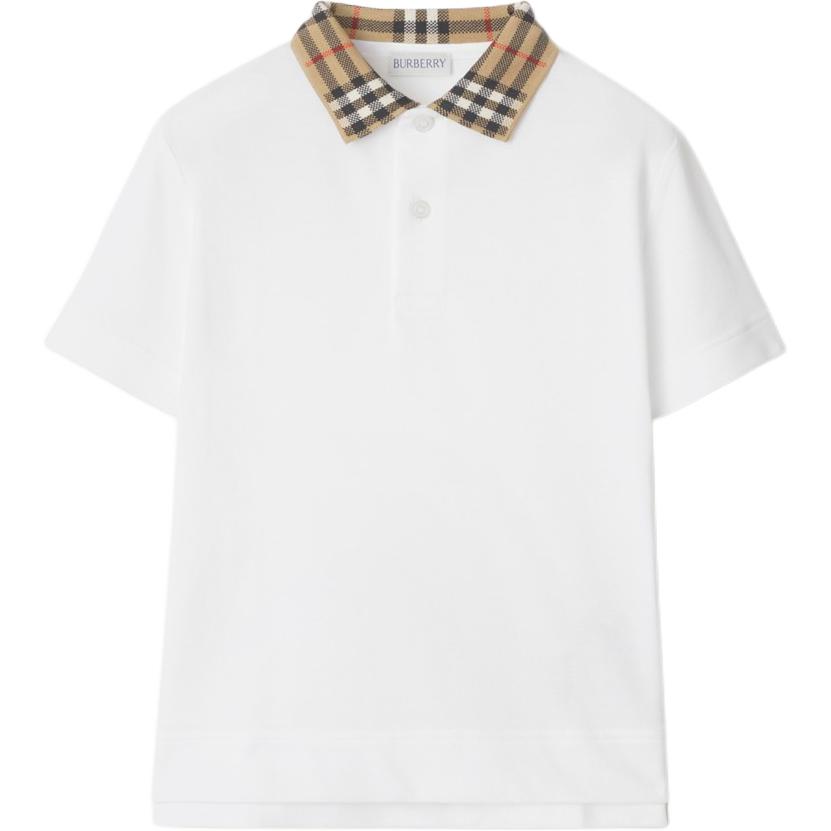 Мужская футболка Burberry С клетчатым воротником (белая)
