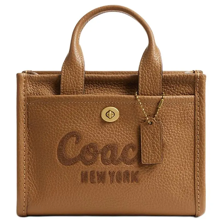 COACH Cargo Pebble Leather Tote Bag, Shopping Bag, Shoulder Bag, Crossbody Bag, Handbag Small Women's Honey Brown