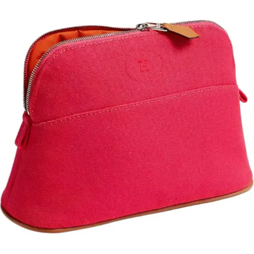 HERMES Bolide Canvas Bowling Bag, Storage Bag Mini Women's Rose Red