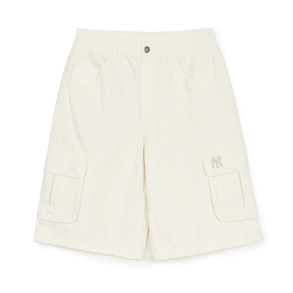 MLB Denim Basic Cargo Denim Shorts Women's Cream